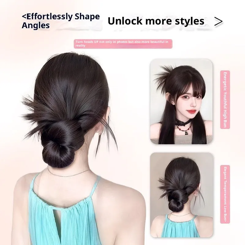 Wig grip bud-like hair style lazy updo gadget for ladies in brown and black high-temperature fibre