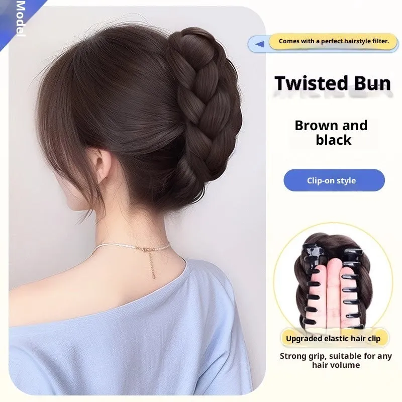 Wig grip bud-like hair style lazy updo gadget for ladies in brown and black high-temperature fibre