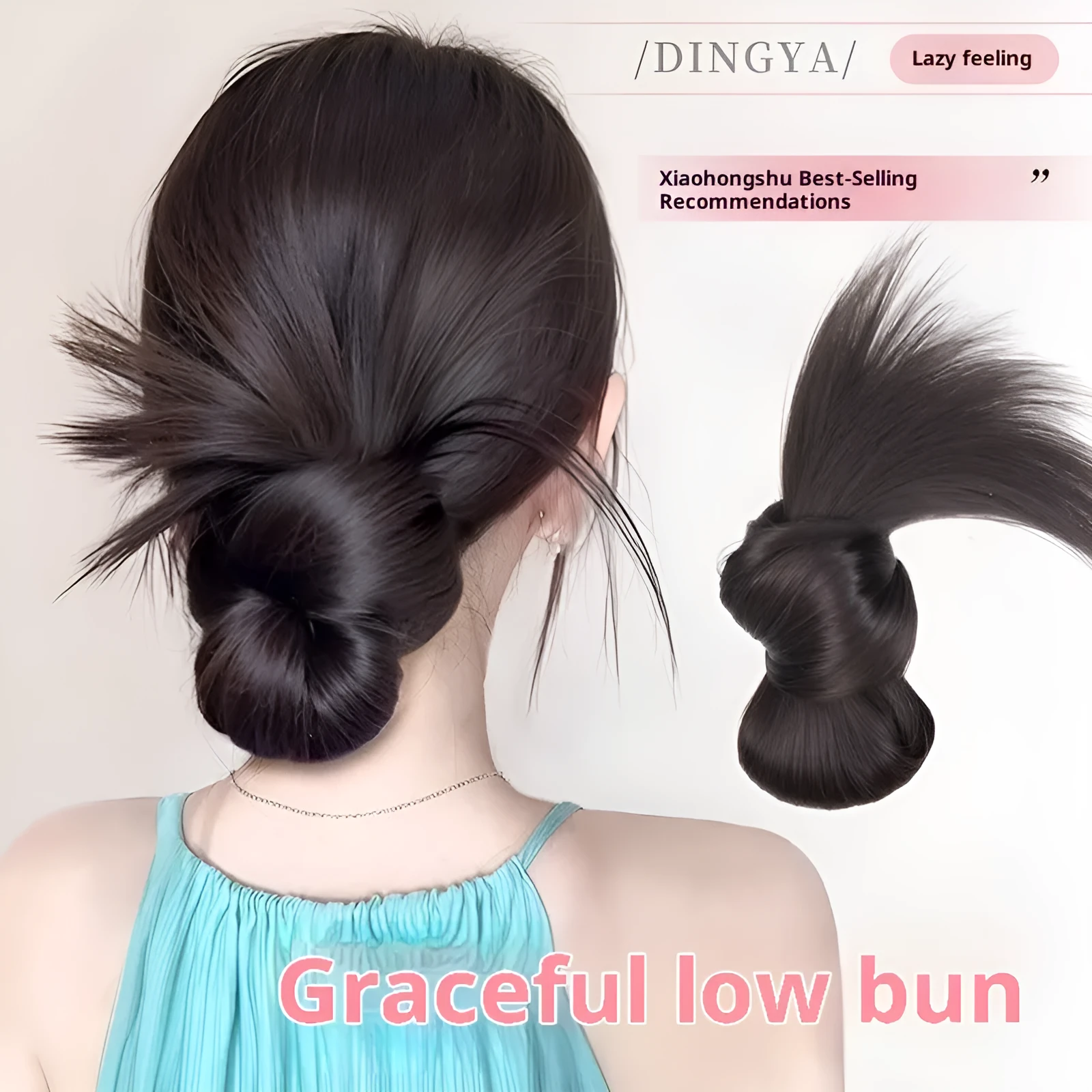 Wig grip bud-like hair style lazy updo gadget for ladies in brown and black high-temperature fibre