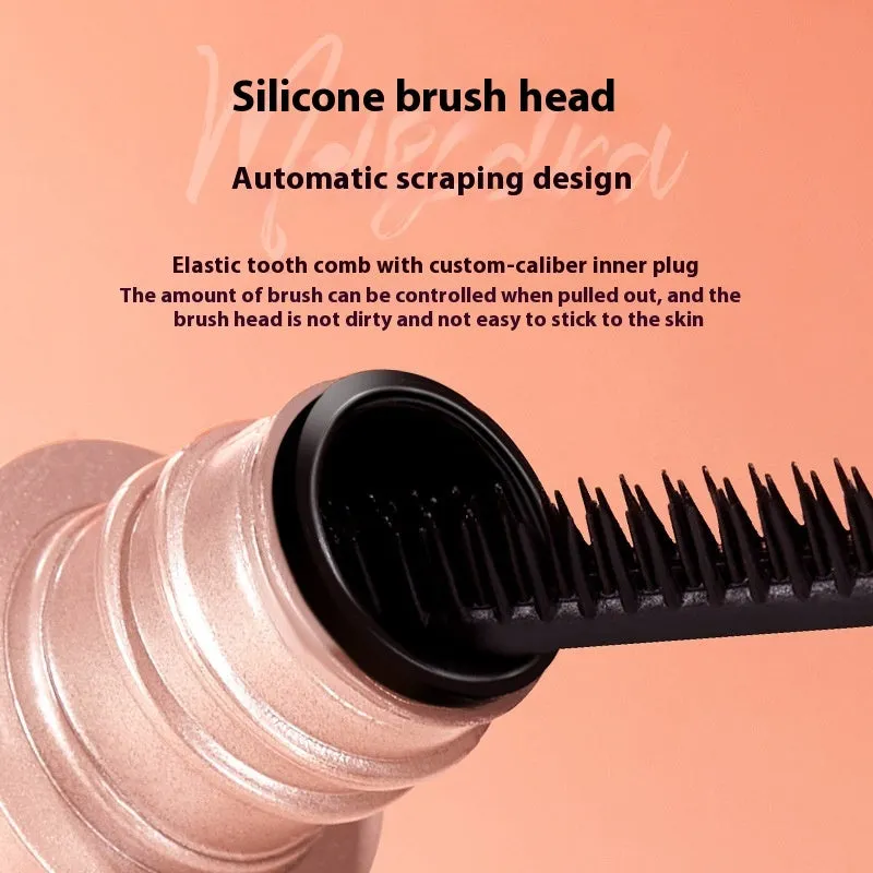 Black mascara in 14cm long tube with curved brush applicator for natural curly lashes