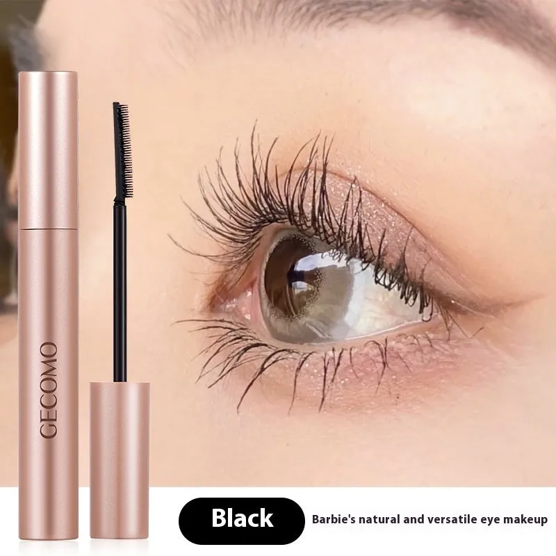 Black mascara in 14cm long tube with curved brush applicator for natural curly lashes