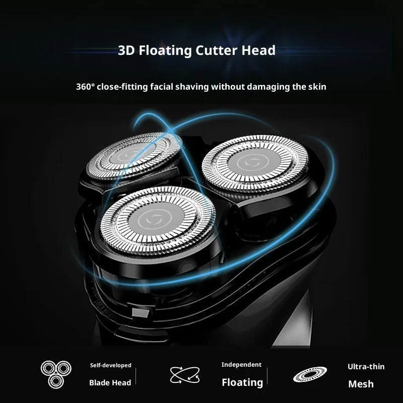 Men's portable rechargeable electric shaver Black D1 with USB charging and floating cutter head