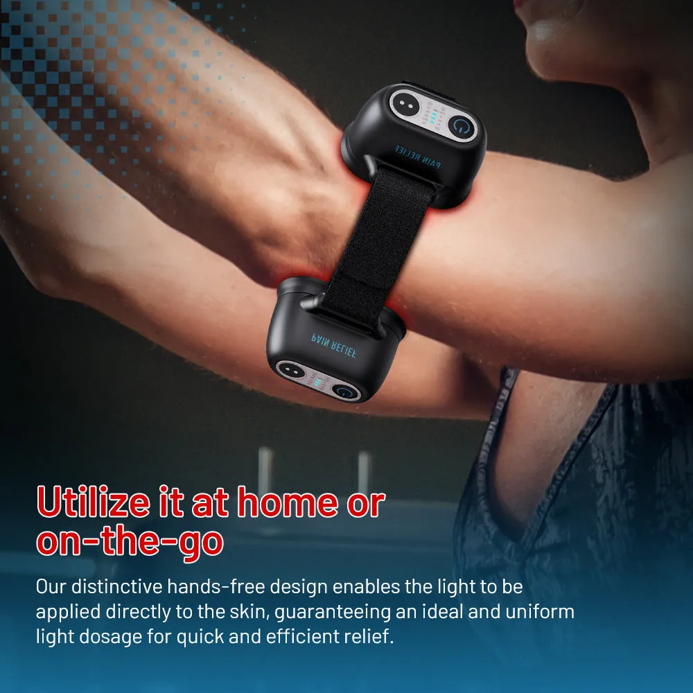 Black adjustable strap physiotherapy instrument with three gear settings for joint and muscle therapy