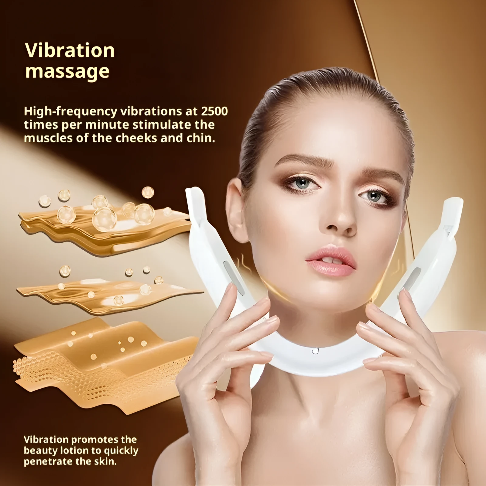 Home-use facial lifting massager with microcurrent, LED lights, and 9 energy levels in plastic shell