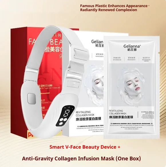 Home-use facial lifting massager with microcurrent, LED lights, and 9 energy levels in plastic shell