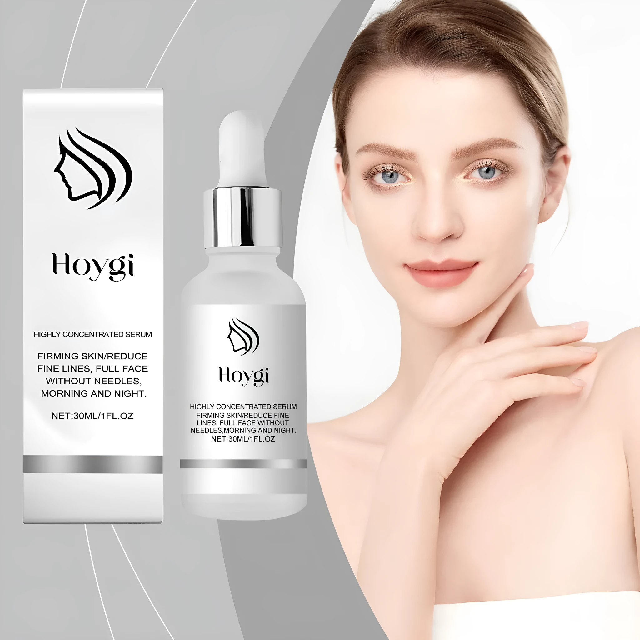 30ml bottle of Light Lines collagen and coffee extract tightening essence for facial skincare.