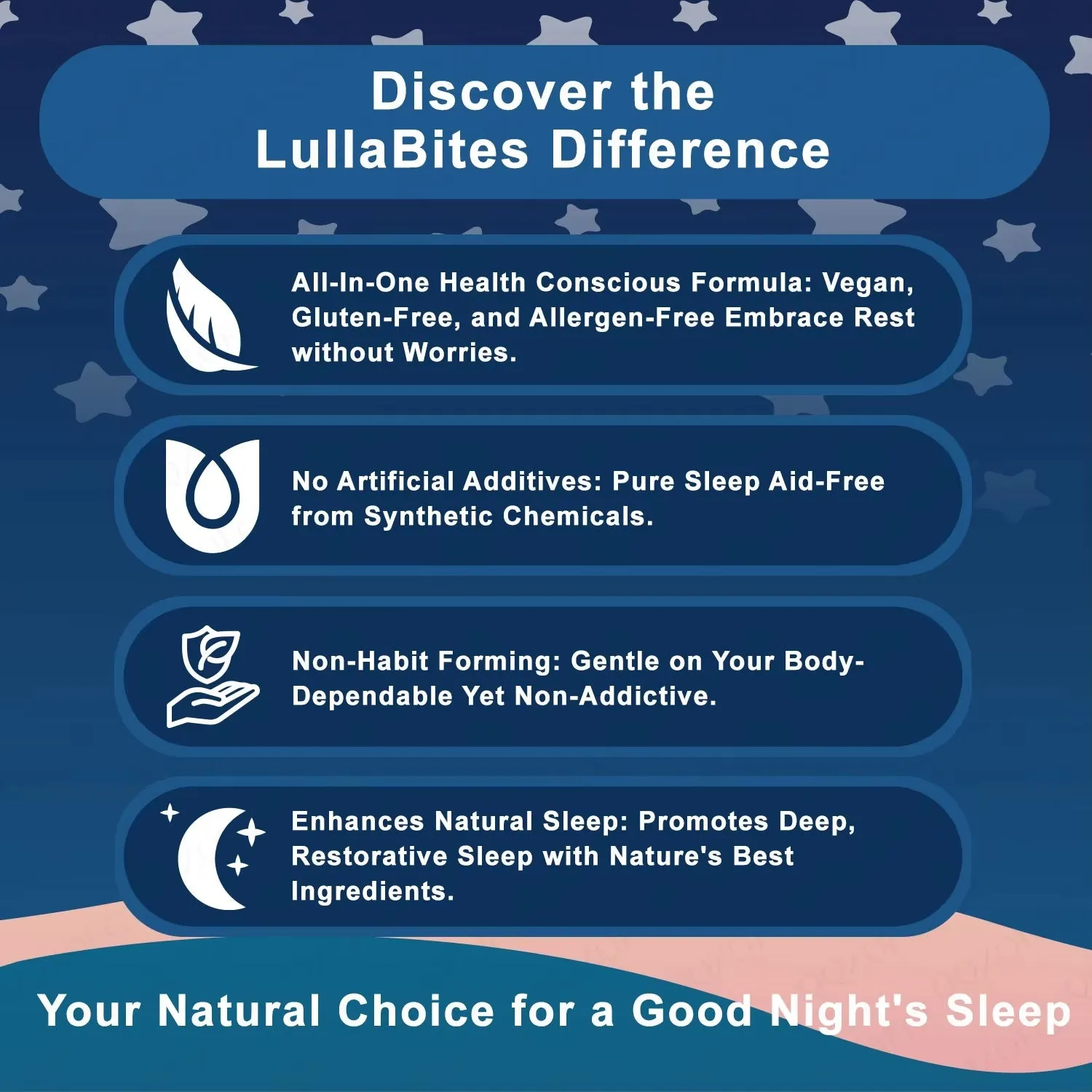 Bottle of natural sleep gummies with strawberry flavour, 60 count, vegan pectin-based star-shaped gummies