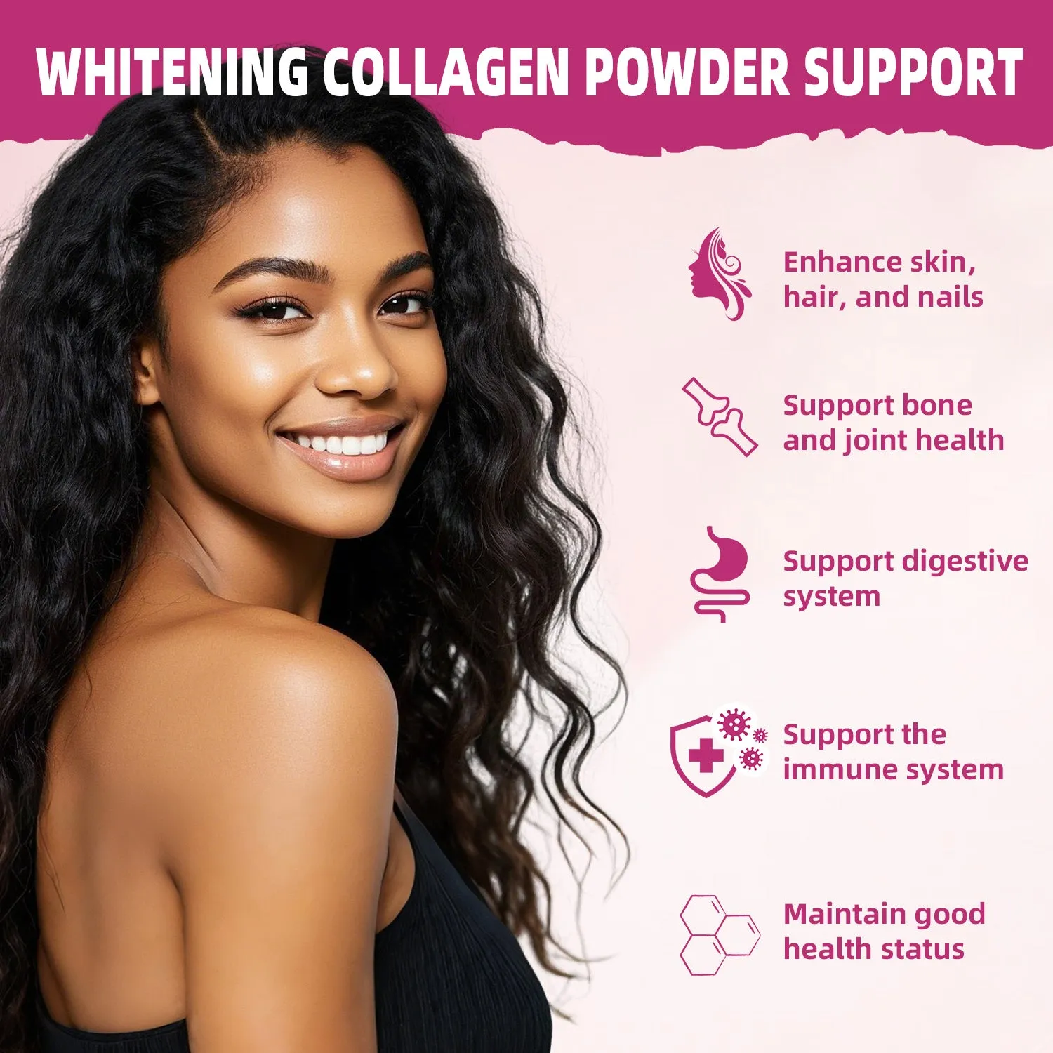 Collagen glowing powder herbal supplement drink mix for skin brightening and joint strength, 30 servings