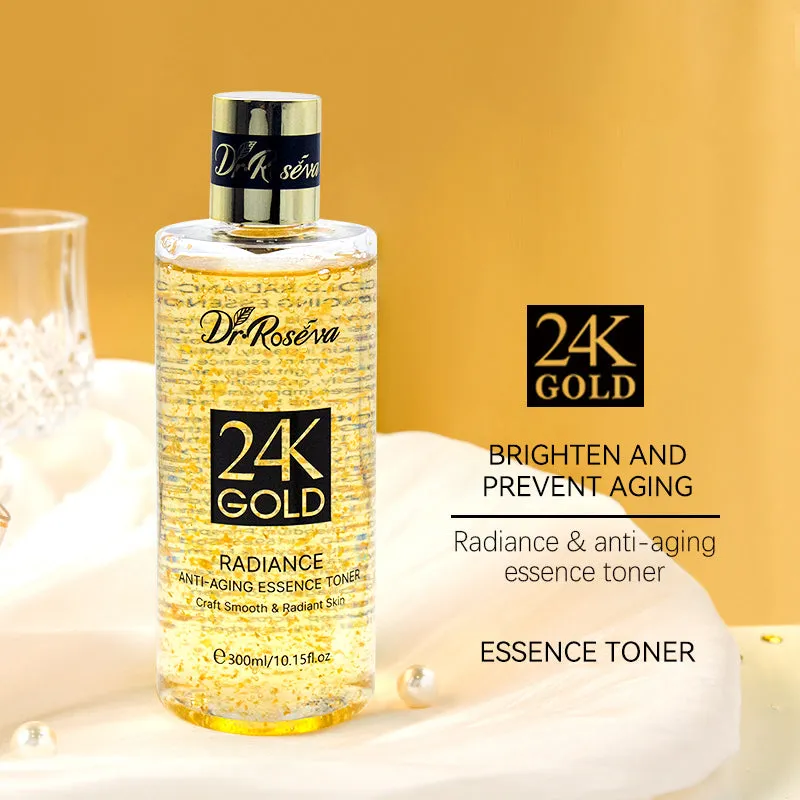 DR.ROSEVA 24K Gold Collagen Toner 300ml bottle with gold and collagen formula for pore care