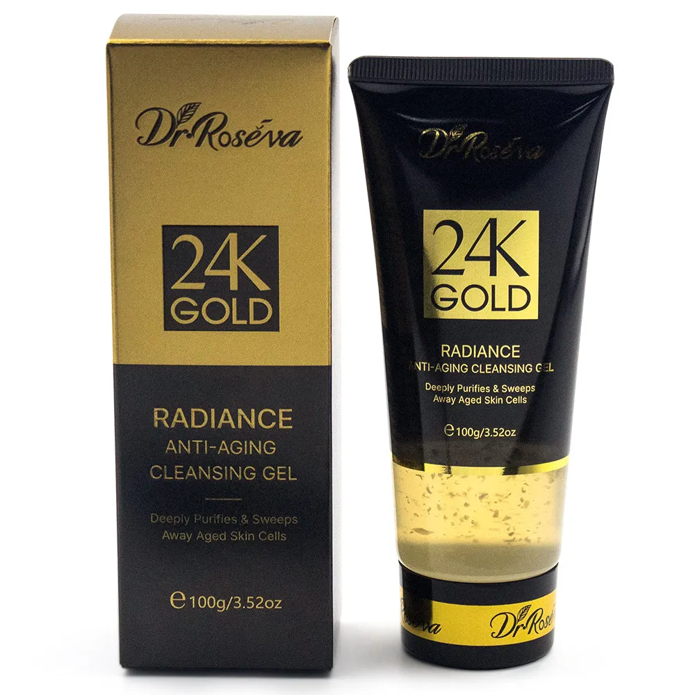 24k gold foaming face gel-in-oil cleanser in 100g tube, soap-free fragrance-free oil facial cleanser