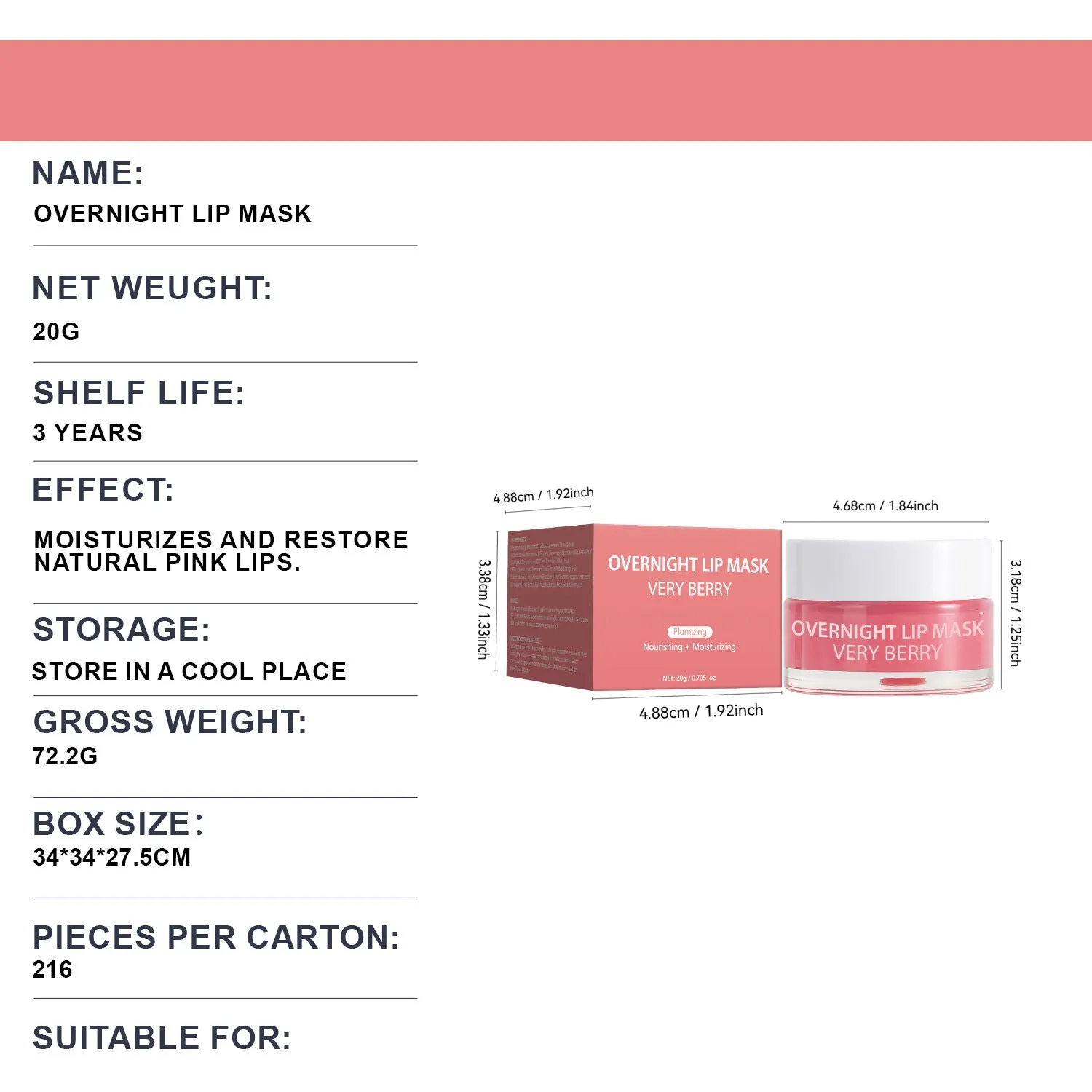 Lip Lip Balm 20g tube in FP-F045 specification for nighttime lip care