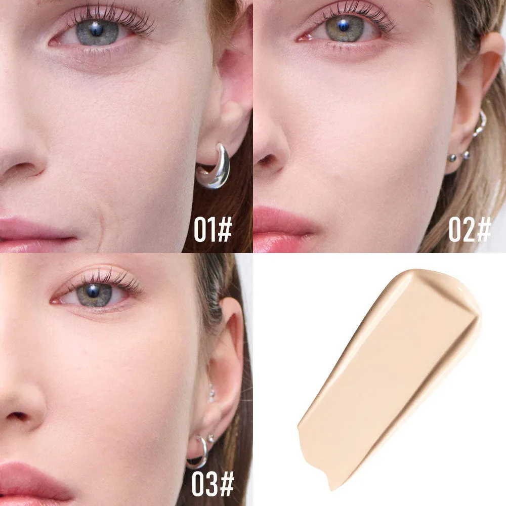 Matte sunscreen liquid foundation SPF 30 bottle with six colour shade options
