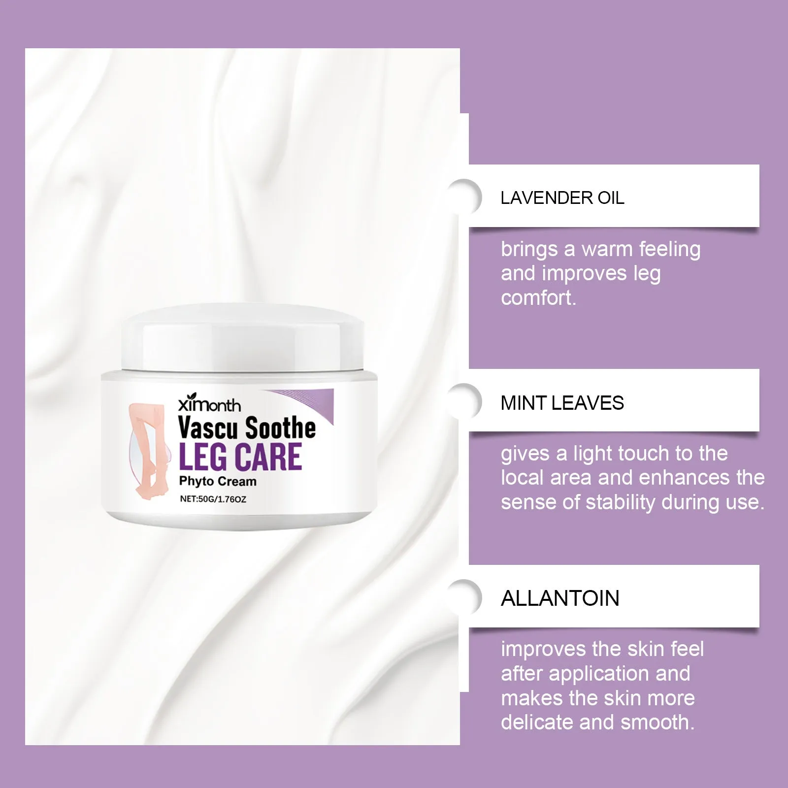 50g lavender and mint massage cream tube with glycerin and allantoin formula