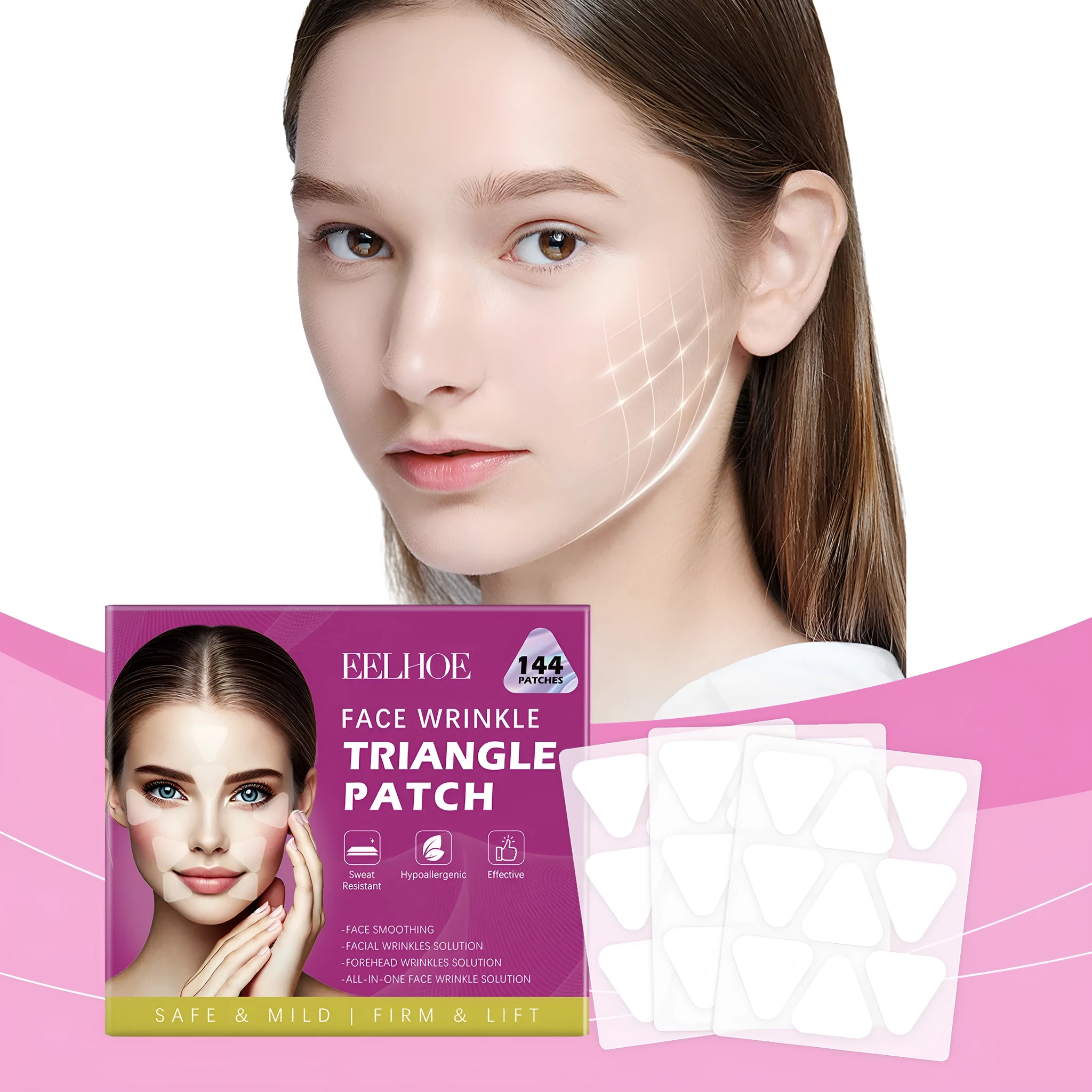 144 pack facial fine lines nursing adhesive patches with hyaluronic acid formula