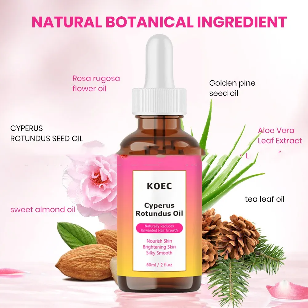 Cyperus Tuber body massage oil in a 60ml bottle with label showing natural plant-based ingredients