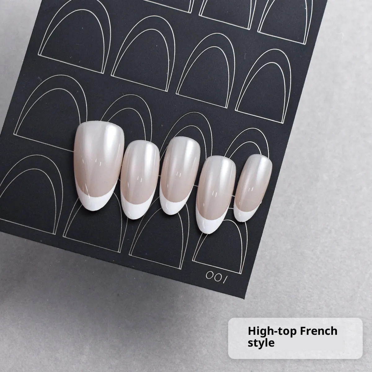 Ultra-thin seamless Deep V French nail art sticker template with a plaid pattern