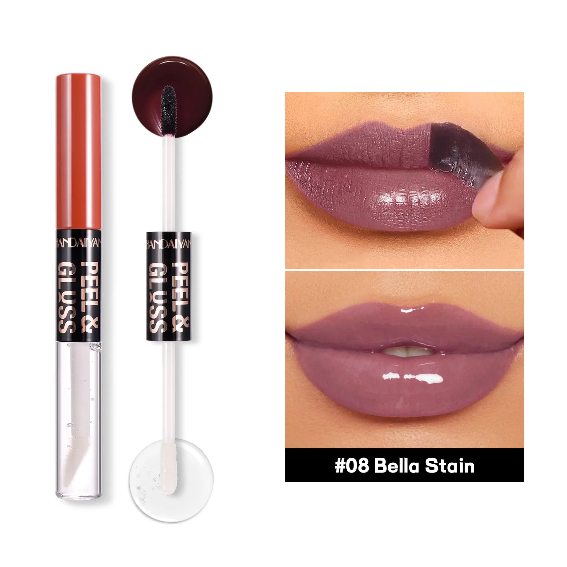 Matte waterproof moisturizing lip gloss in 8 shades, 3.8ml/4ml net content, compact size 12.9*1.4 cm