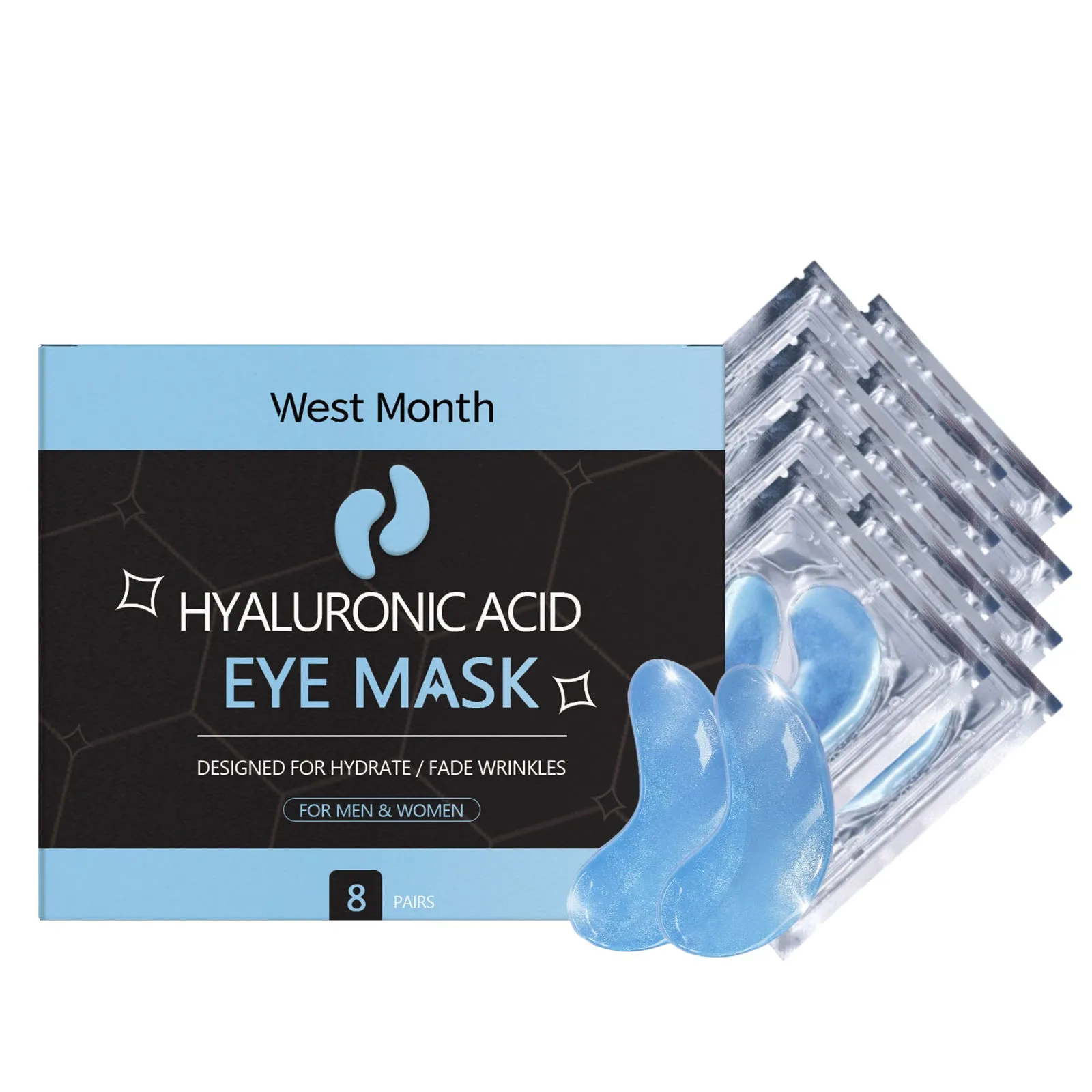 Hyaluronic acid eye mask 8 pairs 3.5x7 cm with collagen and vitamin C