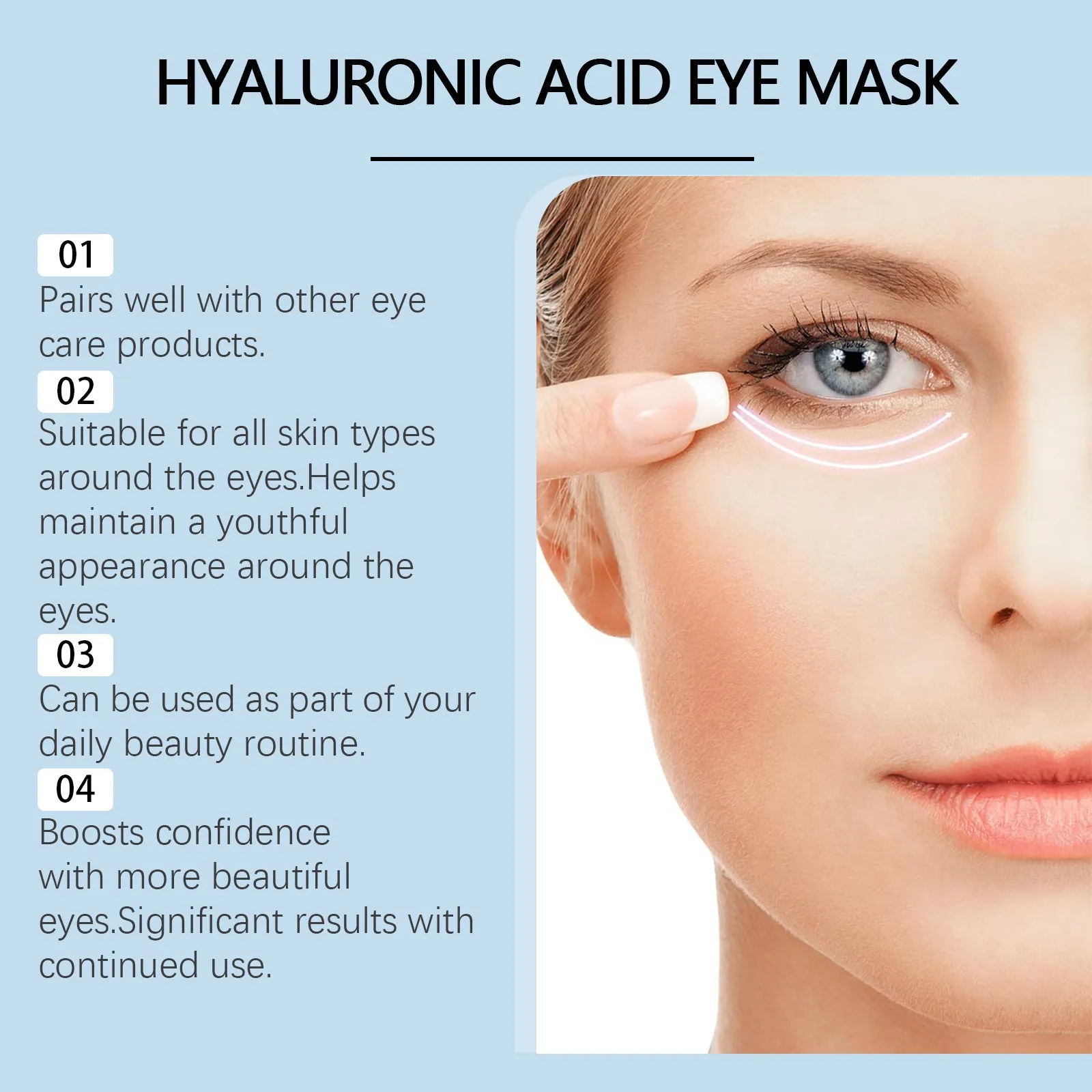 Hyaluronic acid eye mask 8 pairs 3.5x7 cm with collagen and vitamin C