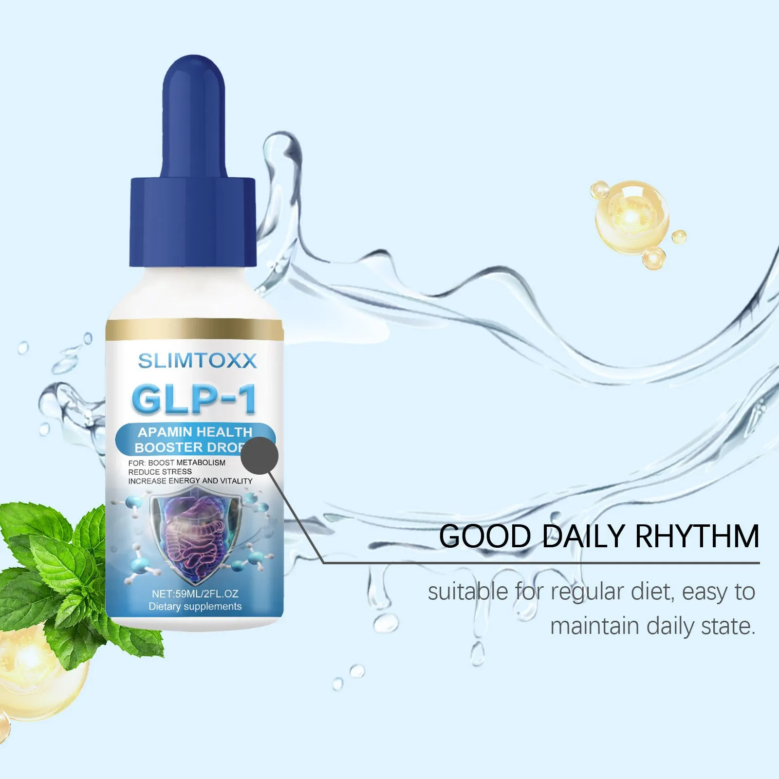 59ml bottle of Body Care Drops Daily Mild topical treatment with droplet dispenser