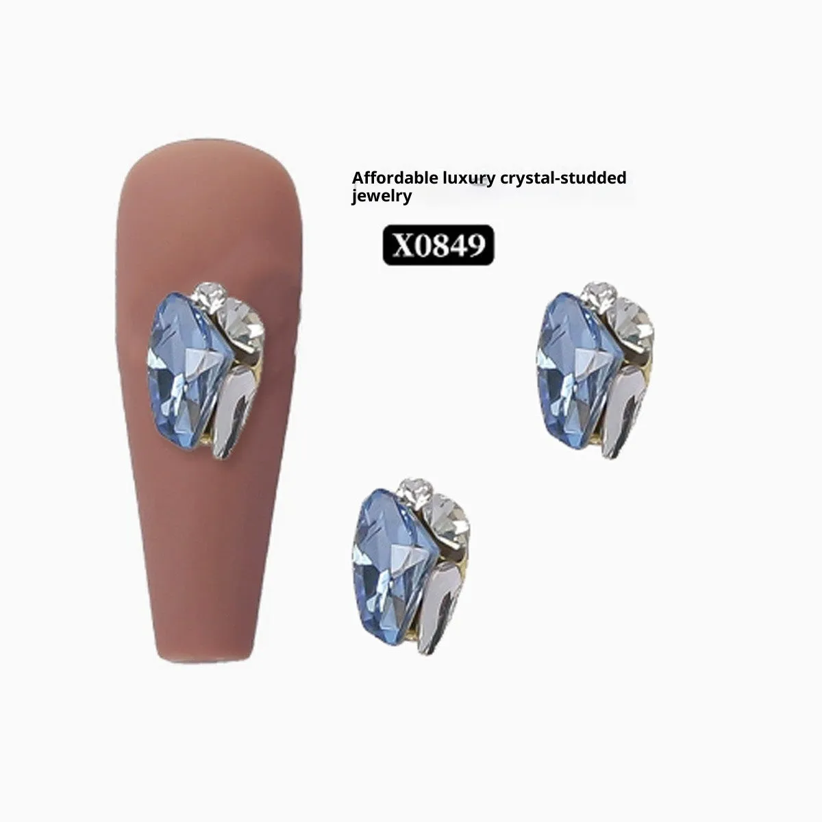 Rhinestone nail art crystal stacked diamond accessories square princess series for nail drills