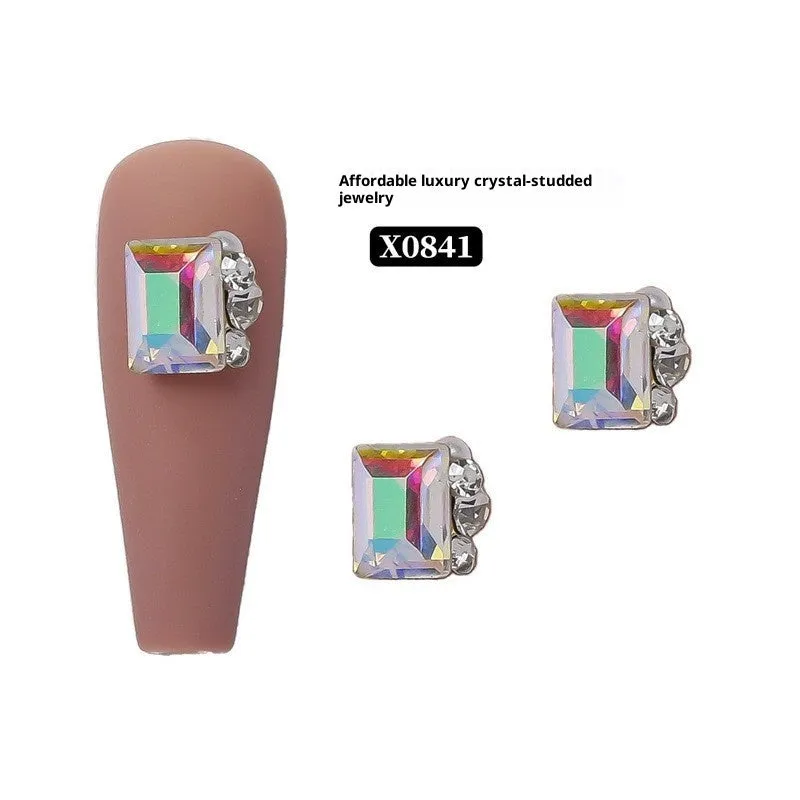 Rhinestone nail art crystal stacked diamond accessories square princess series for nail drills