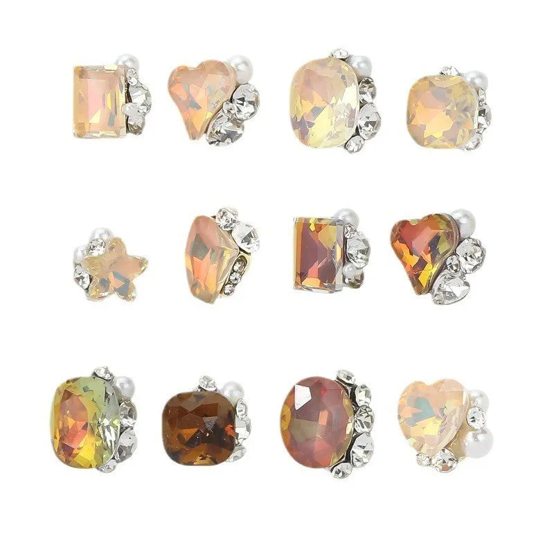 Rhinestone nail art crystal stacked diamond accessories square princess series for nail drills