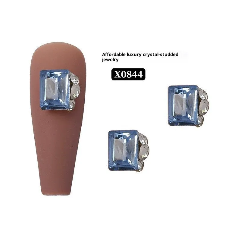 Rhinestone nail art crystal stacked diamond accessories square princess series for nail drills