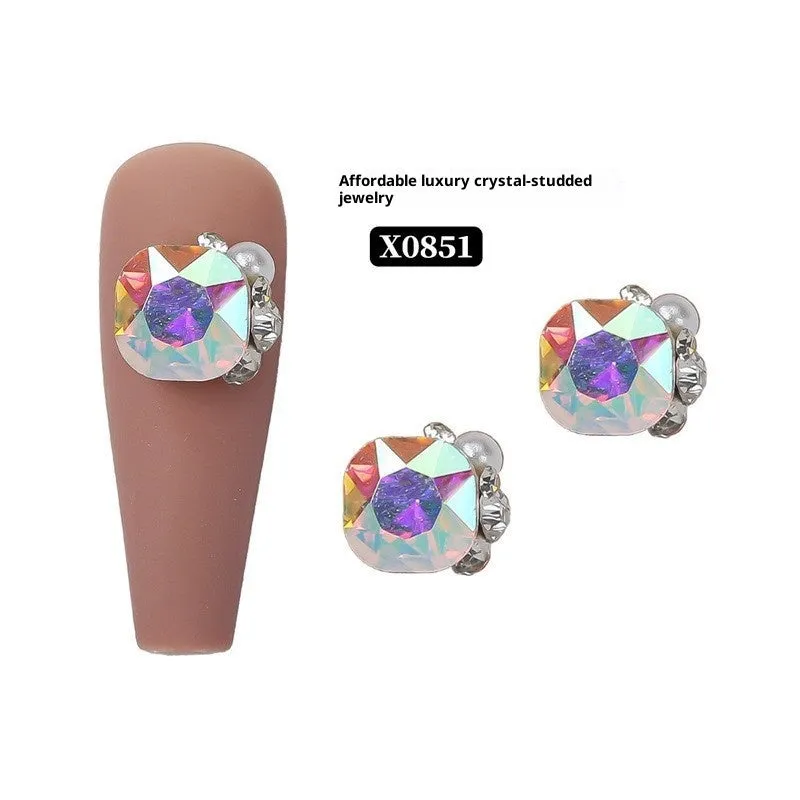 Rhinestone nail art crystal stacked diamond accessories square princess series for nail drills