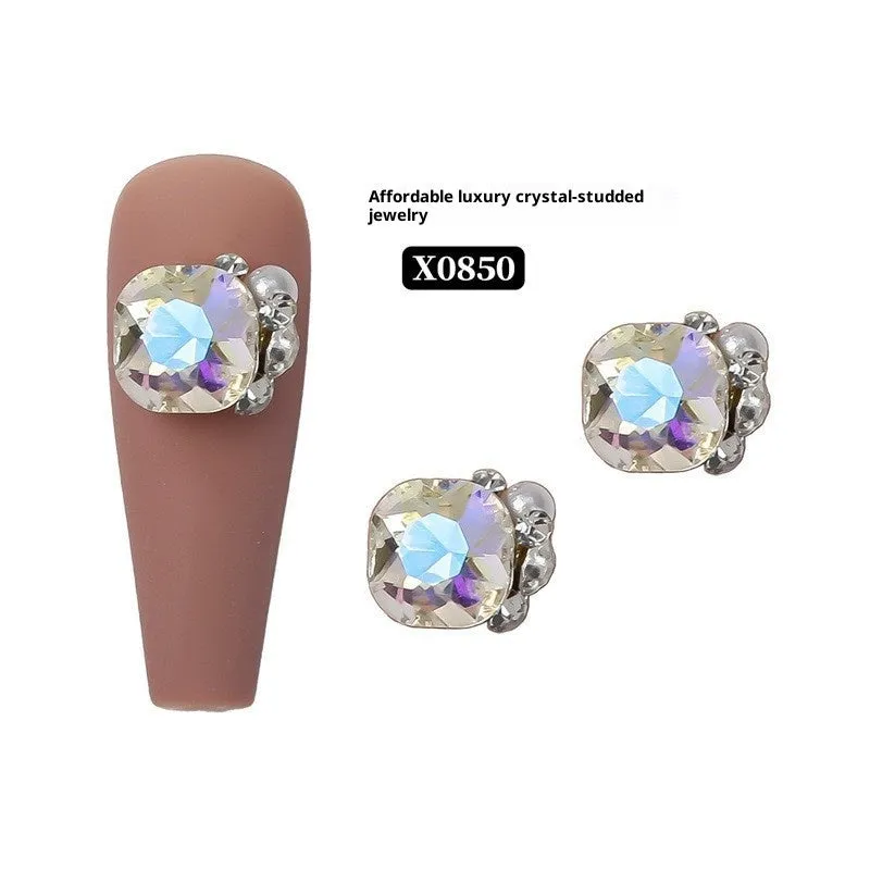 Rhinestone nail art crystal stacked diamond accessories square princess series for nail drills