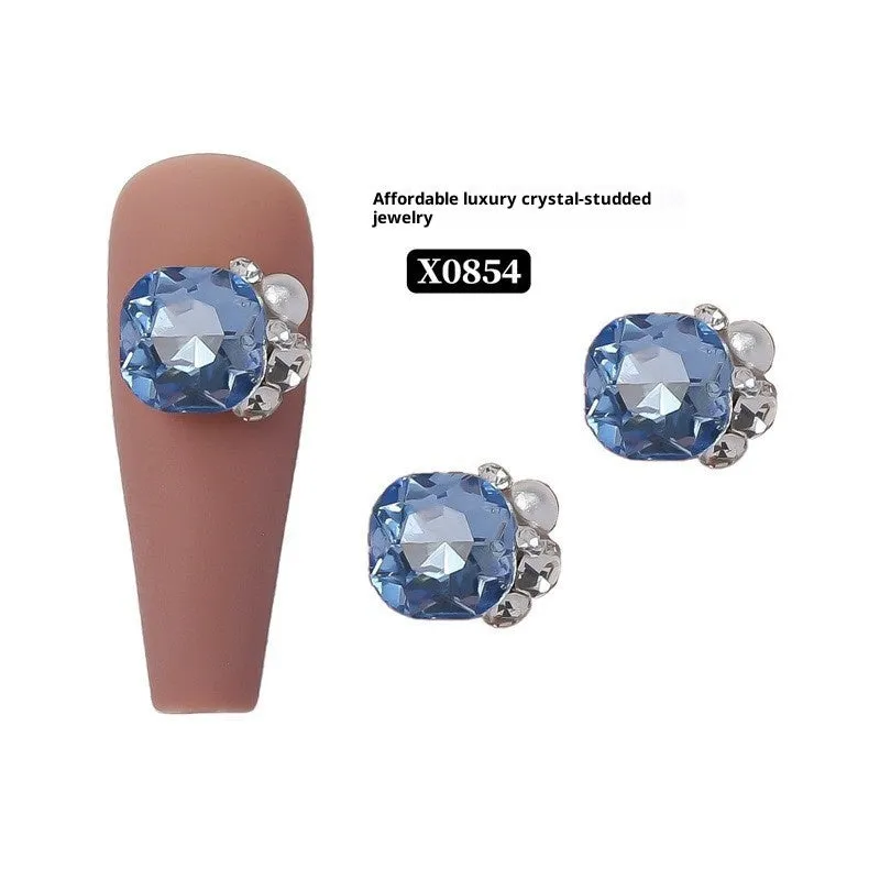 Rhinestone nail art crystal stacked diamond accessories square princess series for nail drills