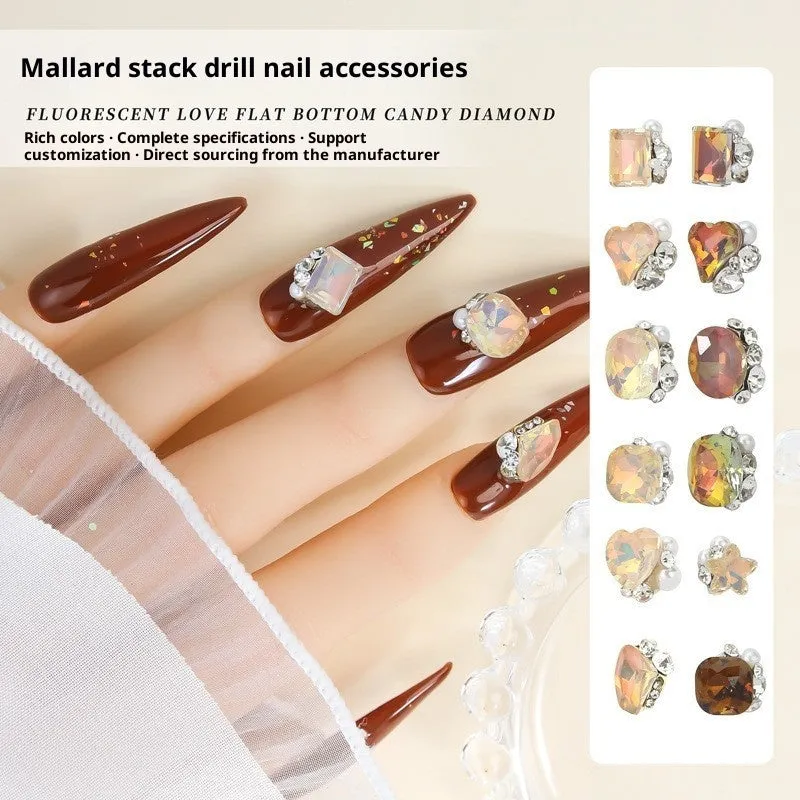 Rhinestone nail art crystal stacked diamond accessories square princess series for nail drills