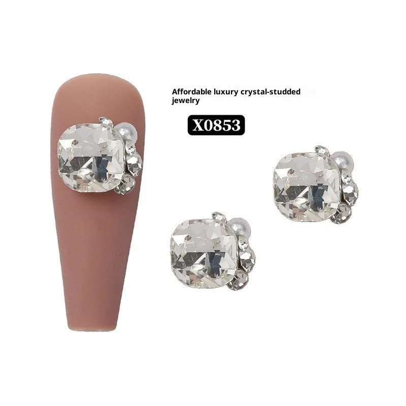 Rhinestone nail art crystal stacked diamond accessories square princess series for nail drills