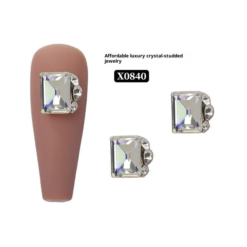Rhinestone nail art crystal stacked diamond accessories square princess series for nail drills