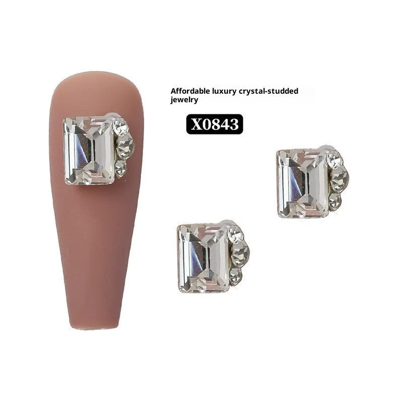 Rhinestone nail art crystal stacked diamond accessories square princess series for nail drills