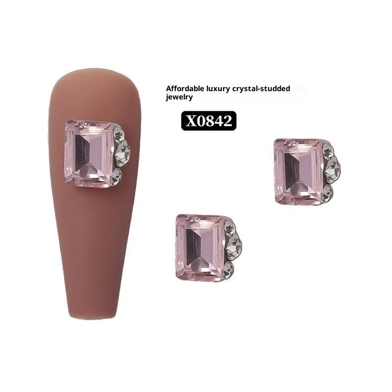 Rhinestone nail art crystal stacked diamond accessories square princess series for nail drills