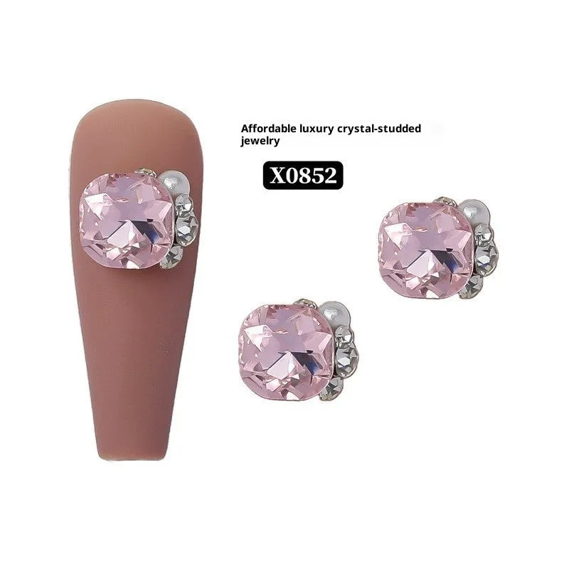 Rhinestone nail art crystal stacked diamond accessories square princess series for nail drills
