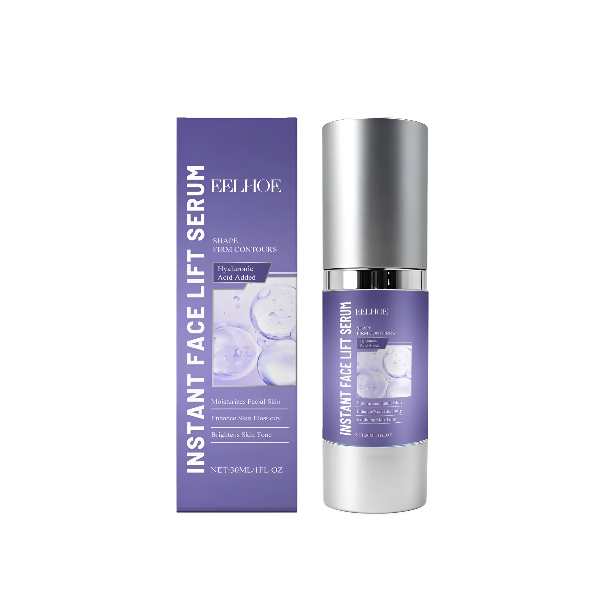 Firming moisturizing liquid in a 30ml bottle with hyaluronic acid and hydrolyzed collagen for daily skincare