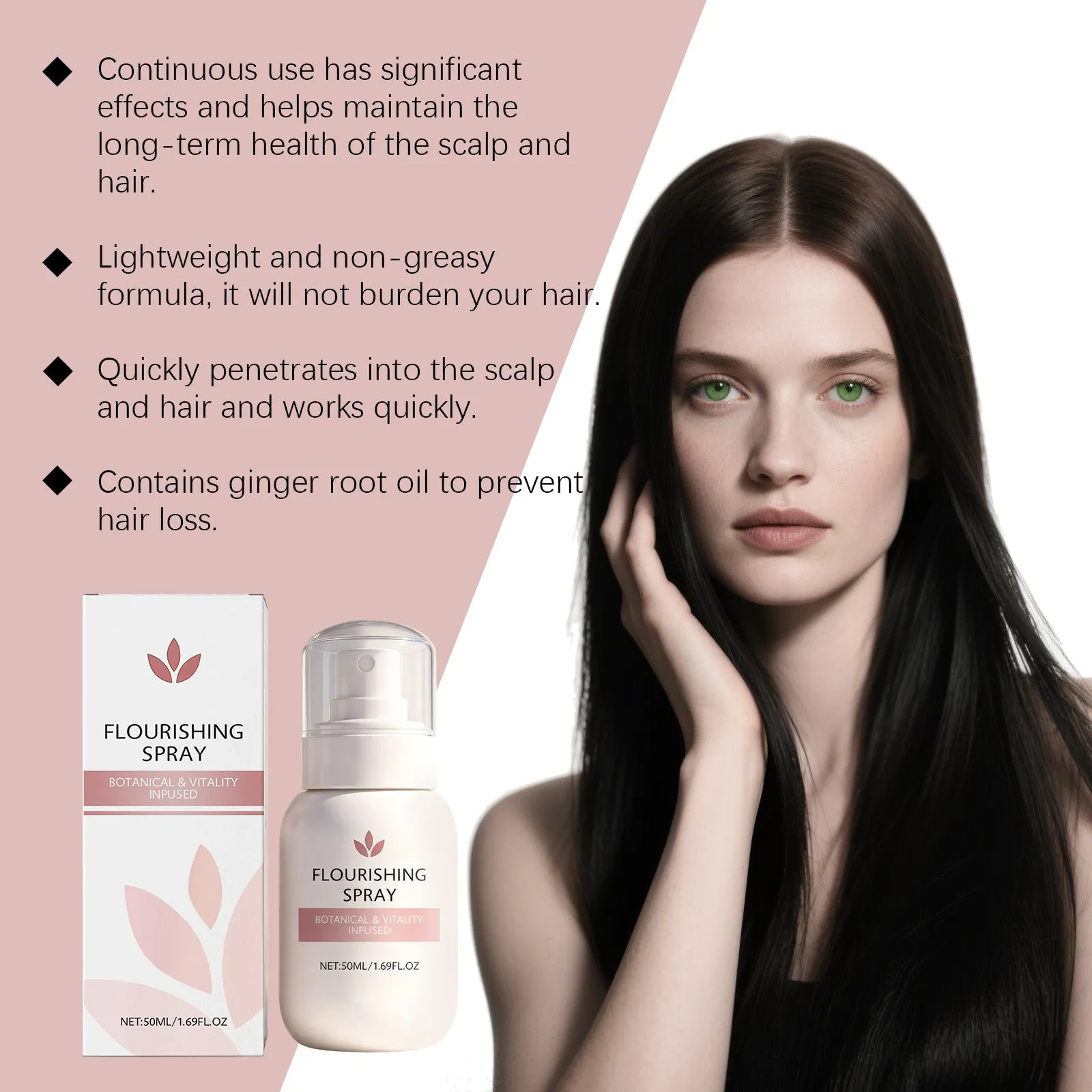 Hair care spray 50ml for gentle root nourishment daily use