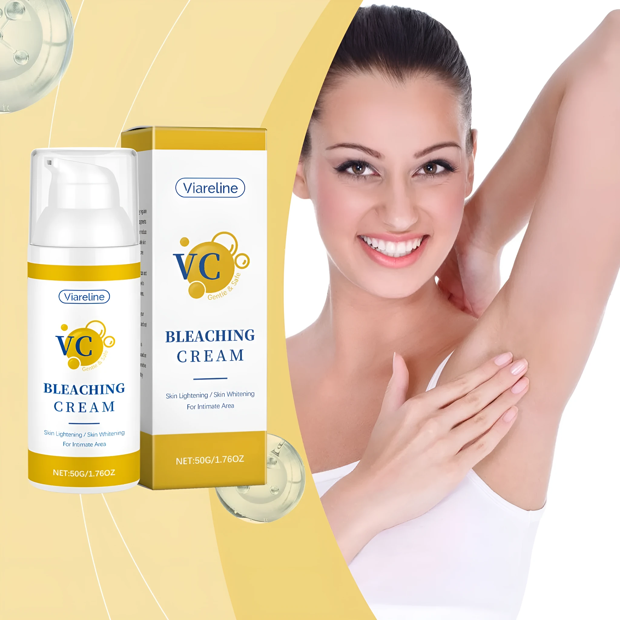 50g jar of skin whitening cream with vitamin C for brightening and pigmentation treatment
