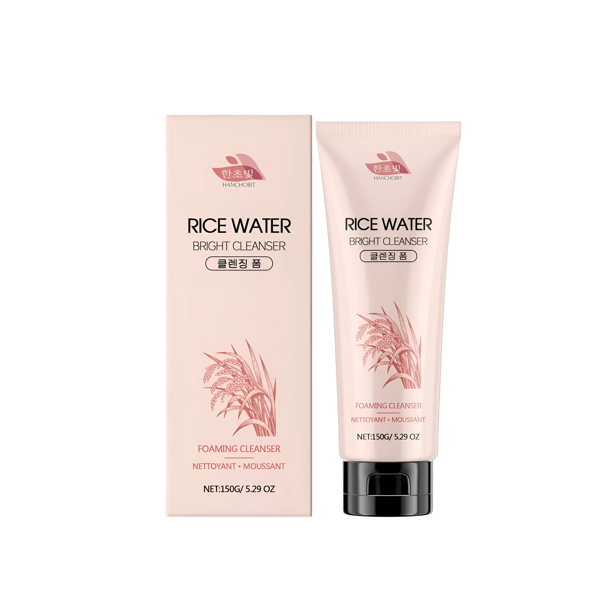 Rice Water Bright Cleanser 150g tube with hydrolyzed rice extract for brightening gentle face wash