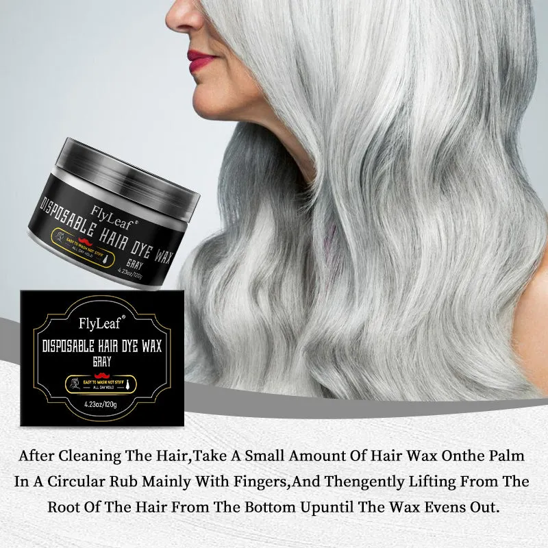 Gray disposable hair dye wax in 120g tub with cap and comb