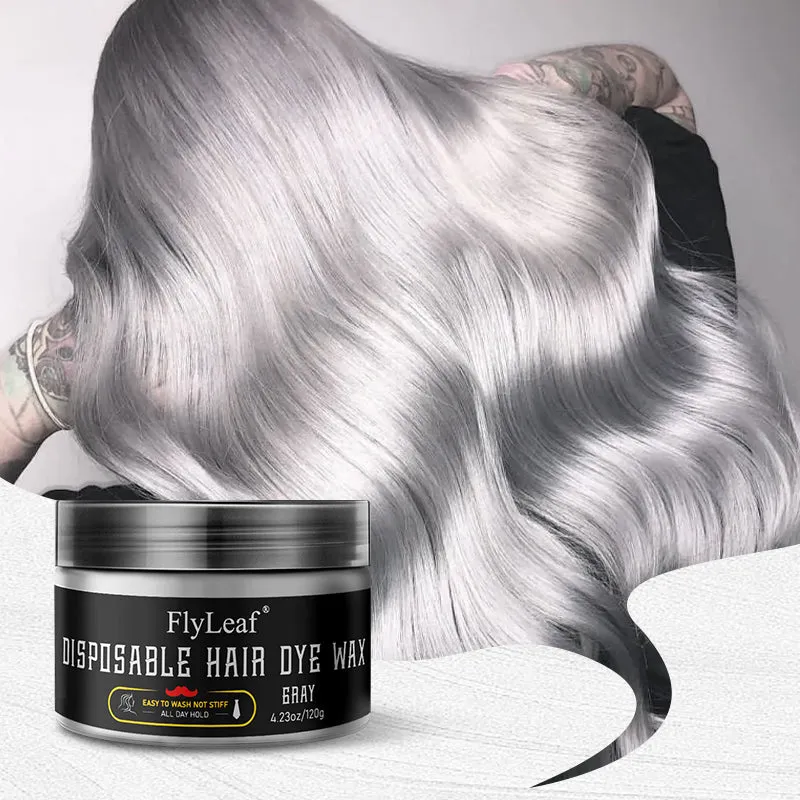 Gray disposable hair dye wax in 120g tub with cap and comb