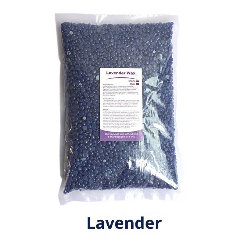 500g solid hard wax granules in a box for paper-free full body hair removal, available in multiple colours