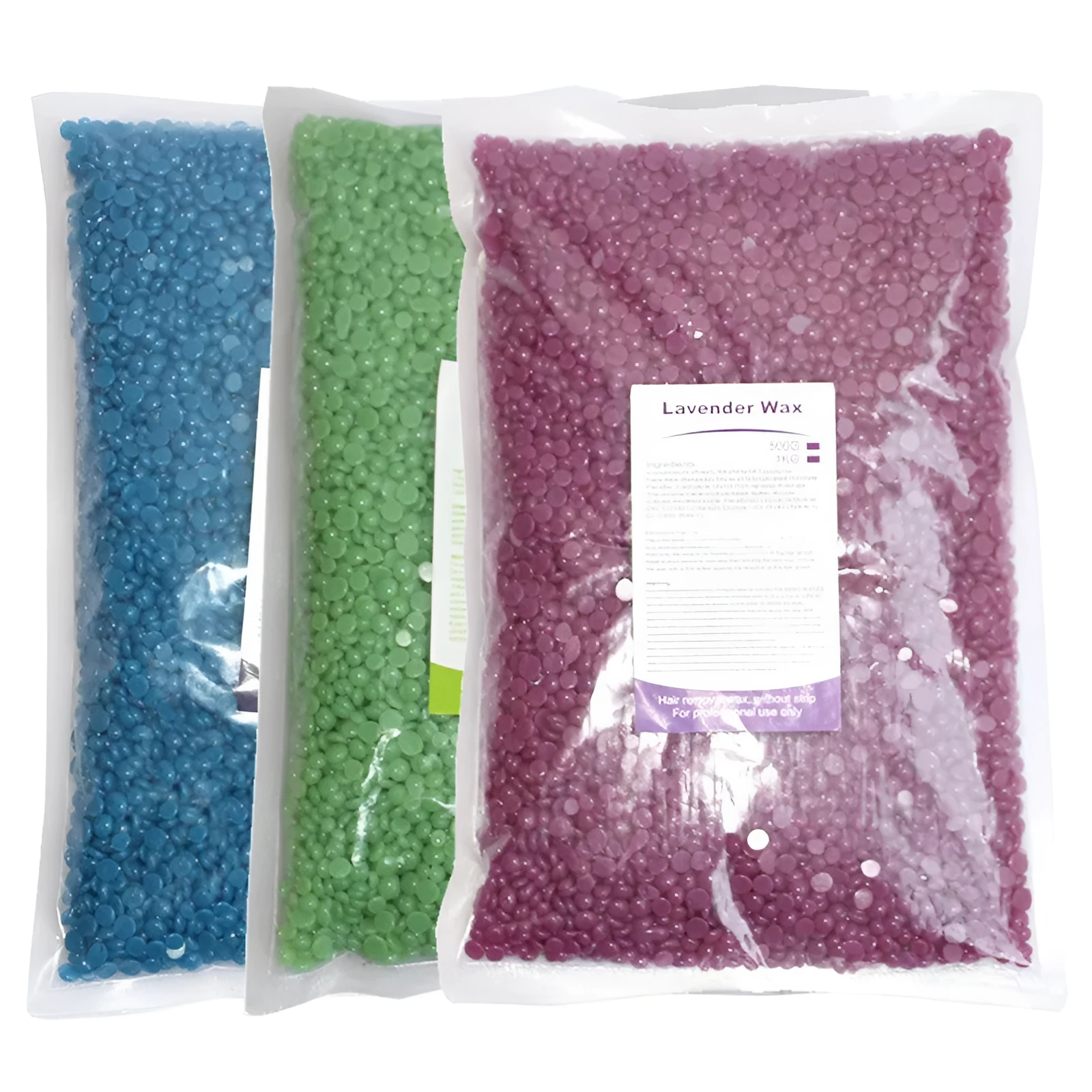 500g solid hard wax granules in a box for paper-free full body hair removal, available in multiple colours