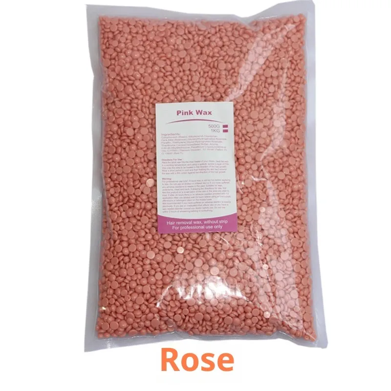 500g solid hard wax granules in a box for paper-free full body hair removal, available in multiple colours