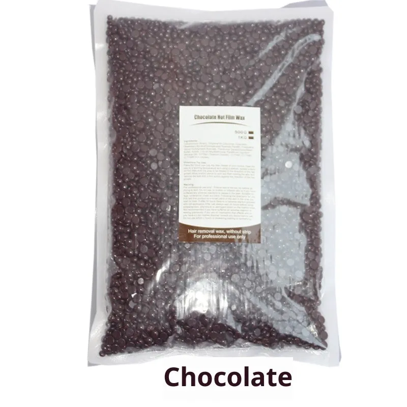 500g solid hard wax granules in a box for paper-free full body hair removal, available in multiple colours