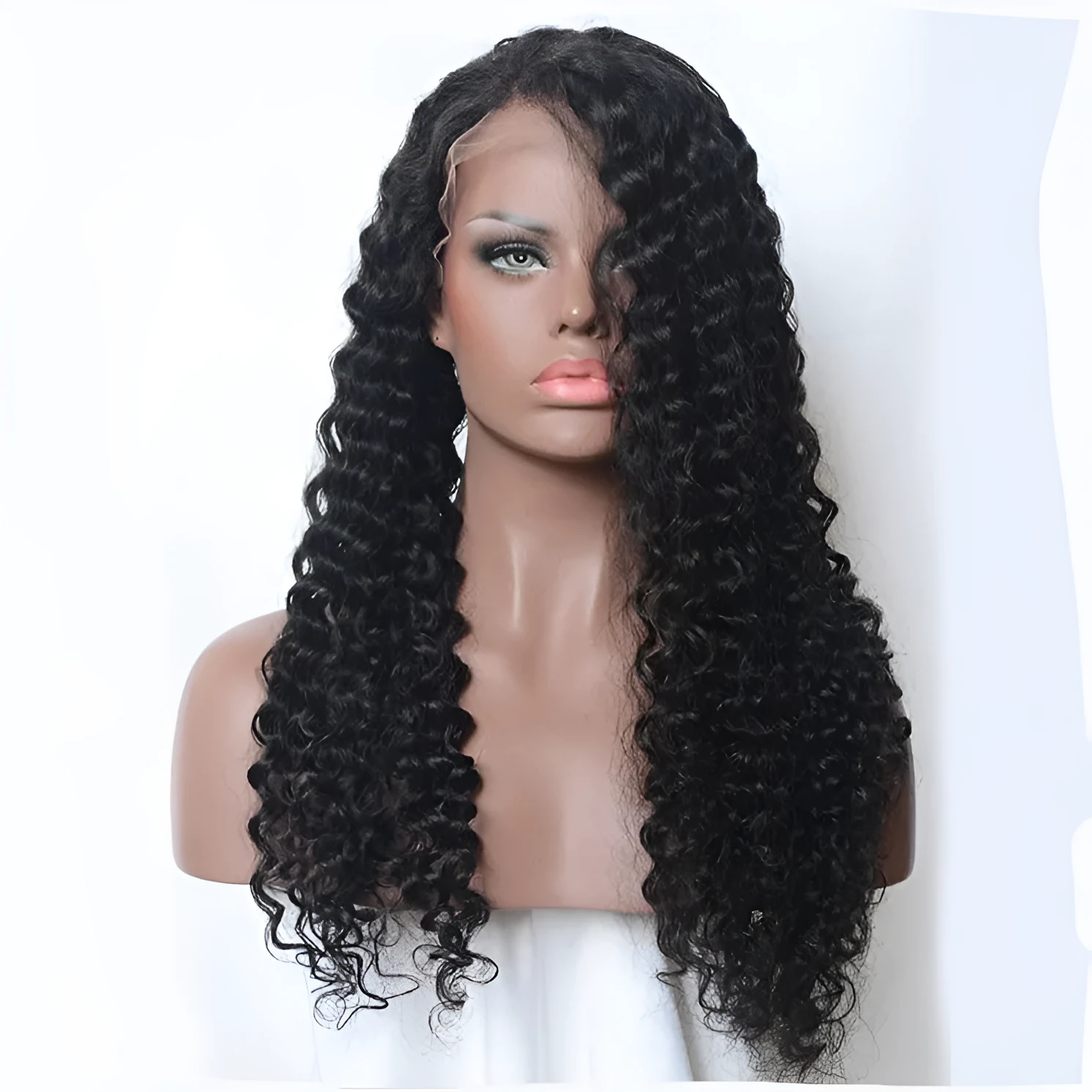 Realistic human hair curly headband wig, fully hand-woven, 8-30 inch length options, colour 360 deep curly wave