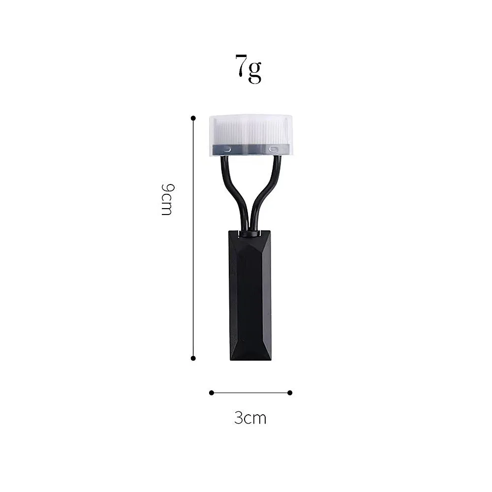 Portable semi-arc stainless steel needle eyelash brush with short handle in black for lash grooming