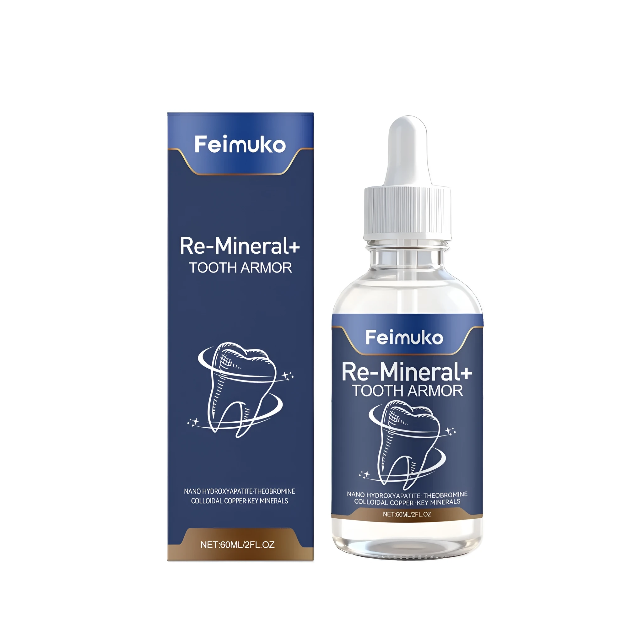 60ml Dental Care Liquid bottle with hydroxyapatite and copper tripeptide for oral hygiene